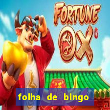 folha de bingo para imprimir